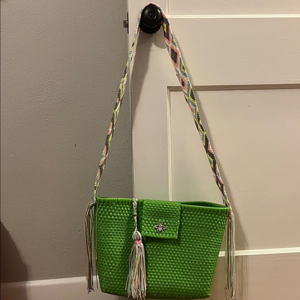 Green Woven Shoulder Bag